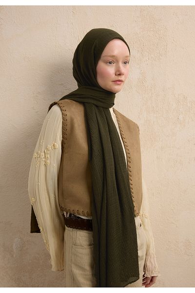 Fresh Modal Krinkil Shawl Military Green
