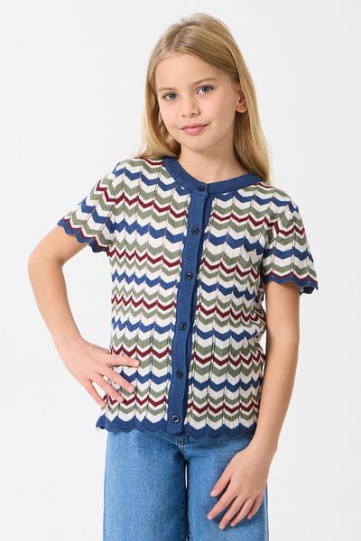 Nisrakids Cardigan de tricotaj de vară în dungi pentru fete