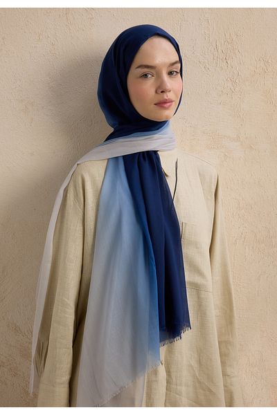 Fresh Modal Degrade Shawl Navy Blue-Silver