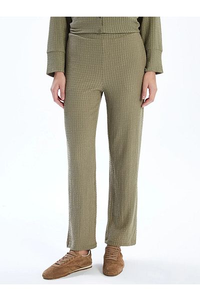 LC Waikiki Lcwaikiki Classic Khaki Elastic Waist Textured Women's Trousers