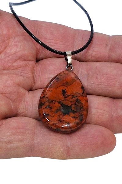 Pozitif Doğal Taş Red Jasper Natural Stone Necklace 628-4