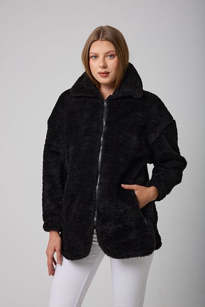 Royalside Sports Women's Black Plush Windproof Welsoft Couple Winter Sports Coat Coat