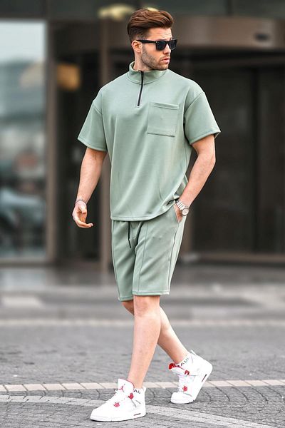 Madmext Ανδρικό σορτς Mint Green με φερμουάρ 5947