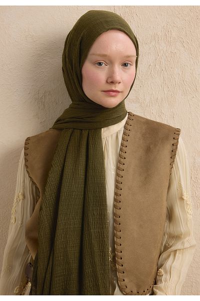 Fresh Modal Krinkil Shawl Khaki
