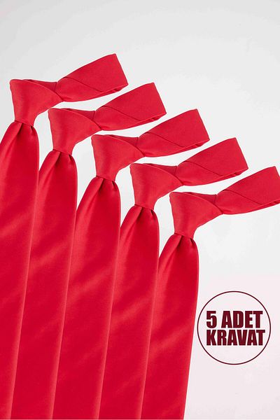 Tudors 5 Pack Plain Slim Red Men's Ties