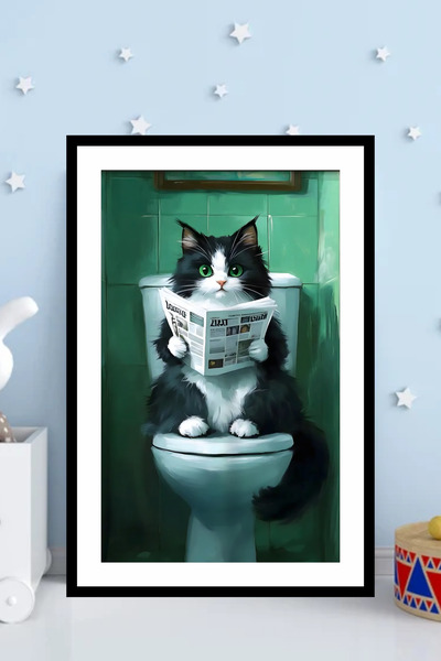 Tasarım Depom Kedi Temalı Çerçeve Görünümlü Mdf Tablo