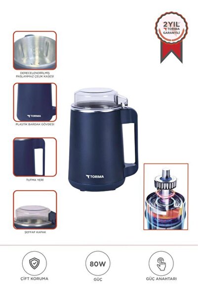 Torima Av-ym02 Lacivert Kahve Ve Baharat Öğütücü Paslanmaz Çelik Kahve Ve Bah...