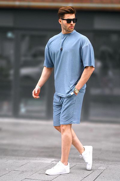 Madmext Ανδρικό σορτς Blue Crew Neck 5949
