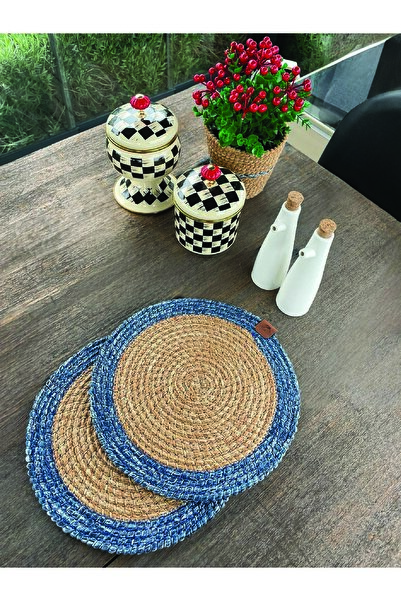 home inn Serviciu rotund pentru 2 persoane - Supla Natural-Albastru 33x33 Cm