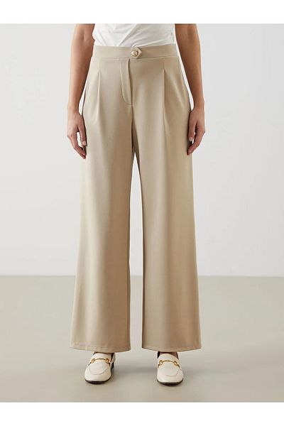 LC Waikiki Lcw Vision Beige Loose Fit Crepe Women's Trousers