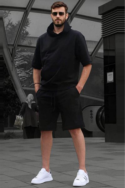 Madmext Černé šortky s kapucí Set 5919
