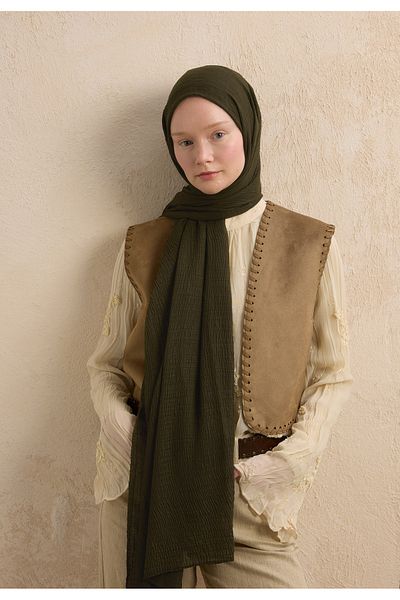 Fresh Modal Krinkil Shawl Military Green