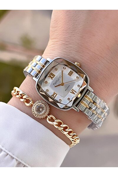 Ferrucci Çelik Kordon Kararma Renk Atma Yapmaz 2 Yıl Garantili Kadın Kol Saati+Bileklik F.03262.07