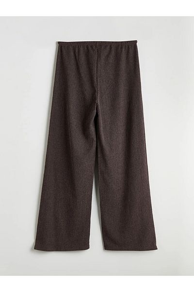 LC Waikiki XSIDE Pantaloni de damă maro cu talie elastică texturată