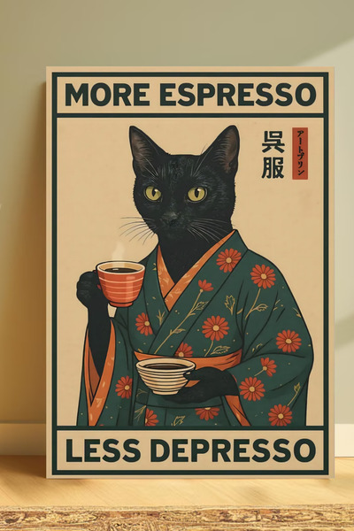 Tasarım Depom Kedi Temalı Çerçeve Görünümlü Mdf Tablo