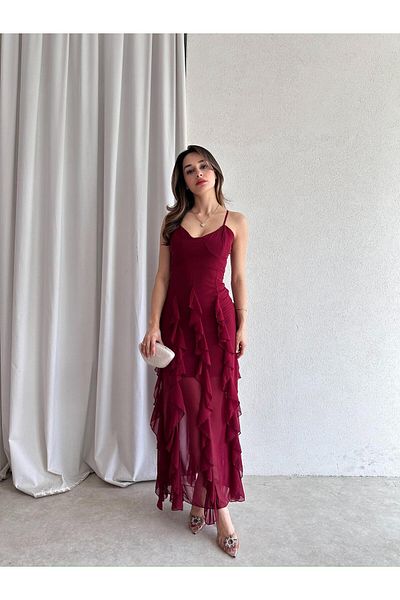 Mooi Butik JOSE Maxi Φόρεμα 4793 - Βουργουνδία