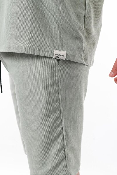 Madmext Mint Green Crew Neck Pánské šortky Set 5949