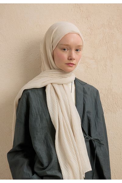 Fresh Modal Krinkil Shawl Ivory