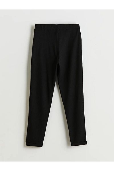 LC Waikiki LCWAIKIKI Classic Black Carrot Cut Textured Women's Pants with Elastic Waistband