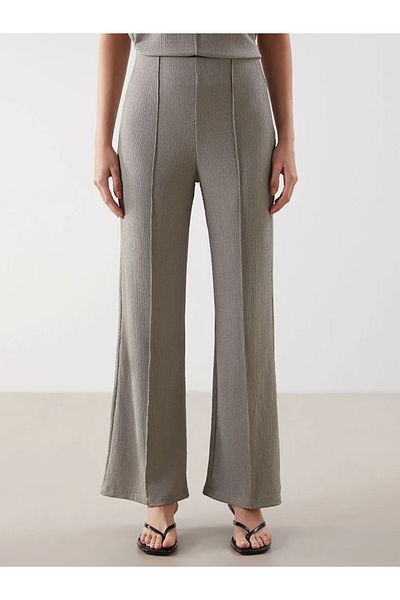 LC Waikiki Lcw Comfort Khaki Women's Elastic Waist Textured Pants