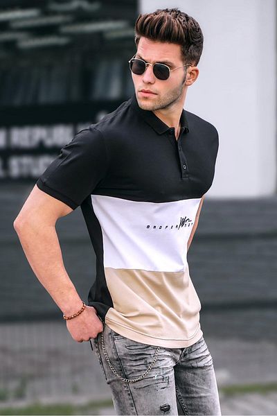 Madmext Men's Polo Neck Black T-Shirt 5819