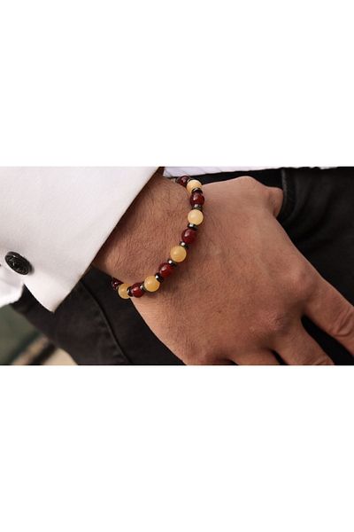 CessNova Certified 100% Original Natural Stone Gs Fan Bracelet (Agate, Calcite, Hematite) 8mm