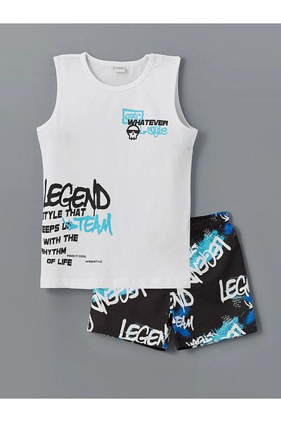 LC Waikiki LCW Kids Black Crew Neck Αγόρια μονόχρωμα και σορτς κολύμβησης