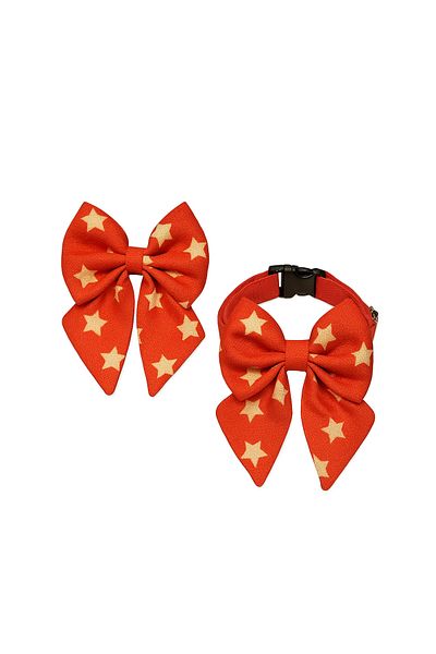 MS Pet Design Adjustable Bow Model Cat Dog Bow Tie and Hair Clip Set