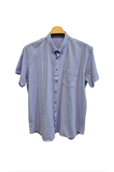 Vessimo Large Size Men's Linen Shirt Light Blue
