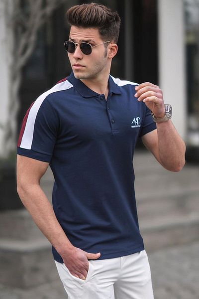 Madmext Ανδρικό μπλουζάκι Navy Blue Polo Neck 5215