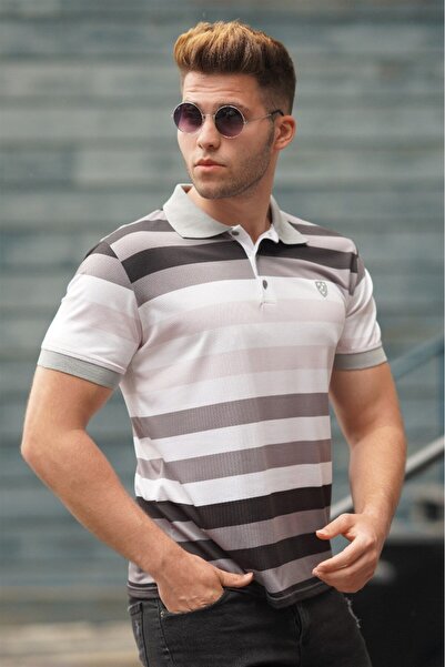 Madmext Γκρι ανδρικό μπλουζάκι Polo Neck 5279