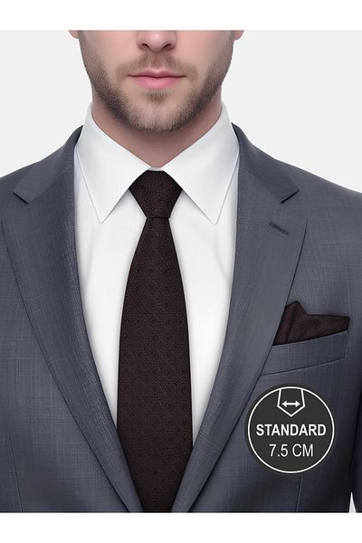 Milleniva Mosaic Pattern Brown Tie & Handkerchief