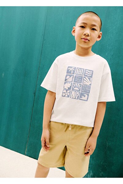 MANGO Kids Tricou din bumbac cu model barca