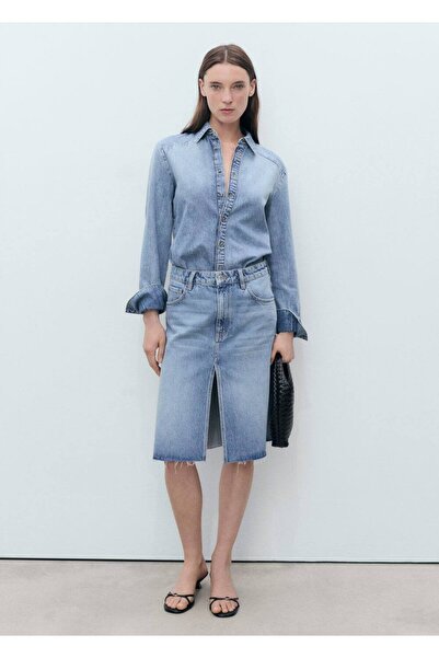 MANGO Woman Midi boy denim etek