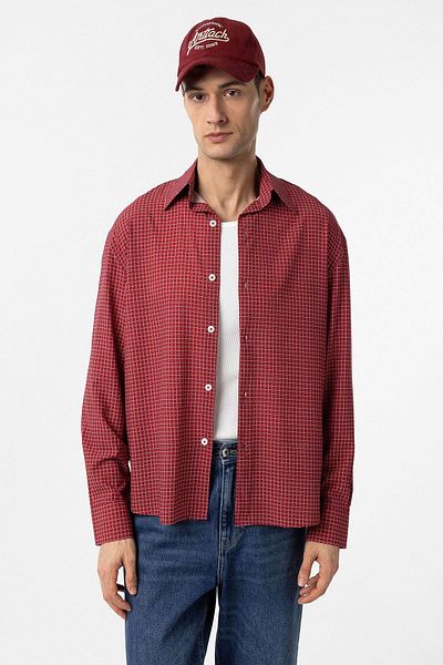 Antioch Claret Red Checkered Men's Comfortable Fit Men's Shirt