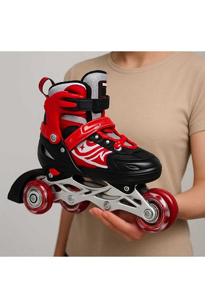 gigigiyim Adjustable 2+2 Lighted Metal Practice Skates