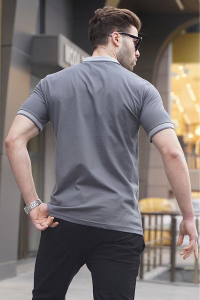Madmext Smoked Regular Fit Herren T-Shirt mit Polokragen 6105