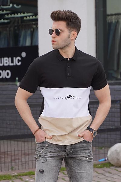 Madmext Men's Polo Neck Black T-Shirt 5819