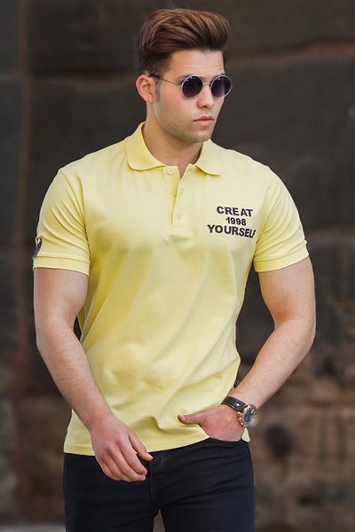 Madmext Žluté pánské tričko Polo Neck 5247
