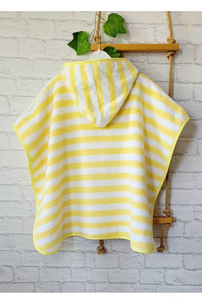 GÜRPAMUK HOME & BABY Outlet Export 100% Cotton Girls-Boys Sea, Beach, Pool, Bath Towel Poncho Striped/