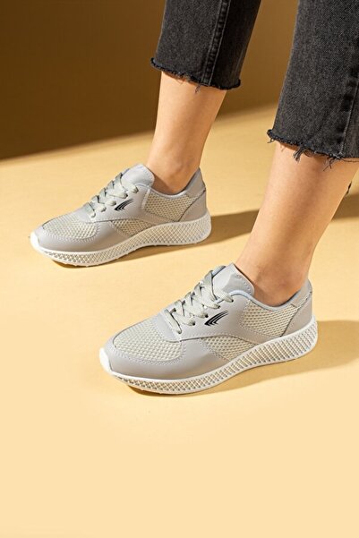 LANDSHOES Günlük Rahat Taban File Bağcıklı Hafif Esnek Yürüyüş Sneaker Spor Ayakkabı