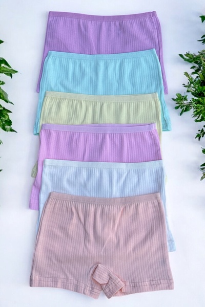 Dondeza Pack of 6 (Perfumed Fabric) Pastel Color Ribbed Girls' Boxers