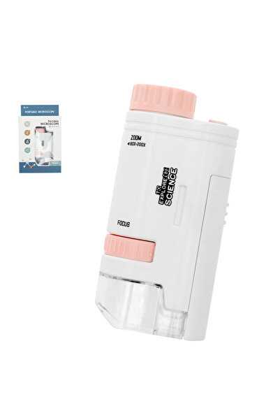 Choice1 مجهر جيب كهربائي صغير 60x-200x وردي 60-200x مع ضوء LED عالي الدقة للأ...