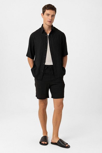 Antioch Black Linen Blended Relaxed Men's Shirt