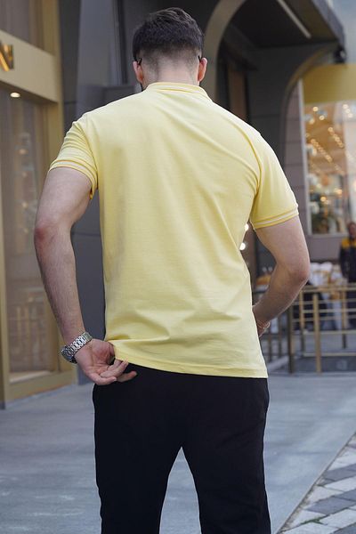 Madmext Κίτρινο ανδρικό μπλουζάκι Polo Neck 6113
