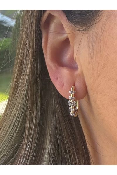 bijuxbymrv Tiny Stone Cornered Double Color Hoop Earrings