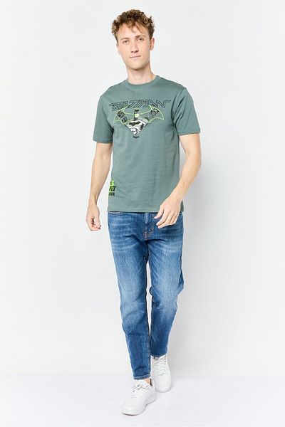 Batman Dc Men Crew Neck Short Sleev Graphic Print T-shirt, Sage Green