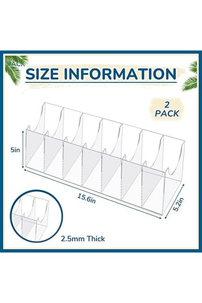 Generic 2-Pack Acrylic Belt Organizer with 7 Compartments for Closet Storage of Belts, Jewelry,