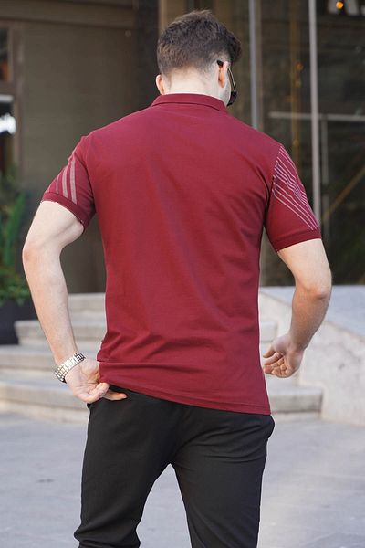 Madmext Ανδρικό μπλουζάκι Πόλο με Κόκκινο Σχέδιο Claret 6079