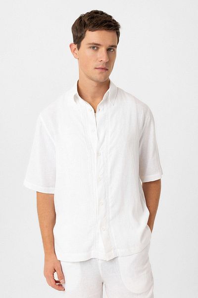 Antioch White Linen Blended Relaxed Men's Shirt